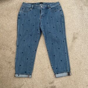 Talbots Blue Polka Dot Ankle Jeans 16W plus NEW